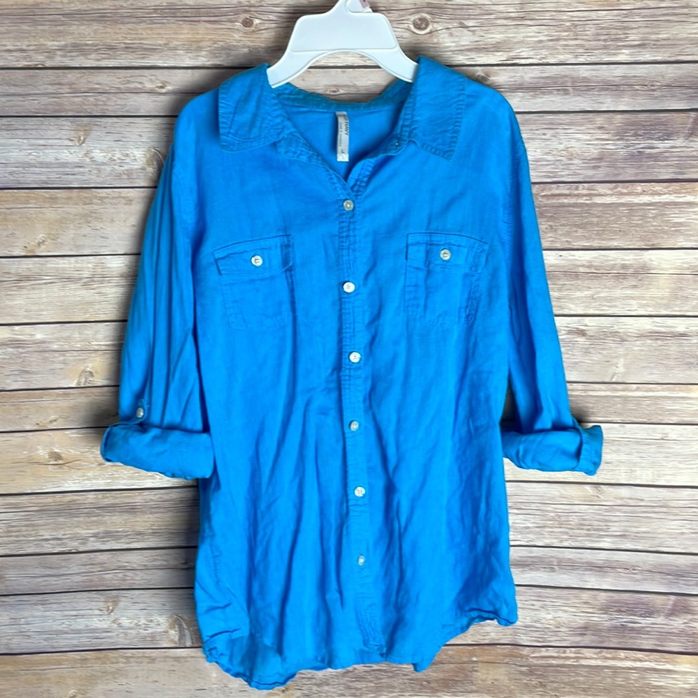 Women’s, Blue, Button Down Top